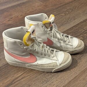 Nike Blazer Mid 77 White and Pink High-Top Sneakers size 7